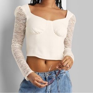 NWT- Wild Fable Lace bustier top - Off White - Size Small
